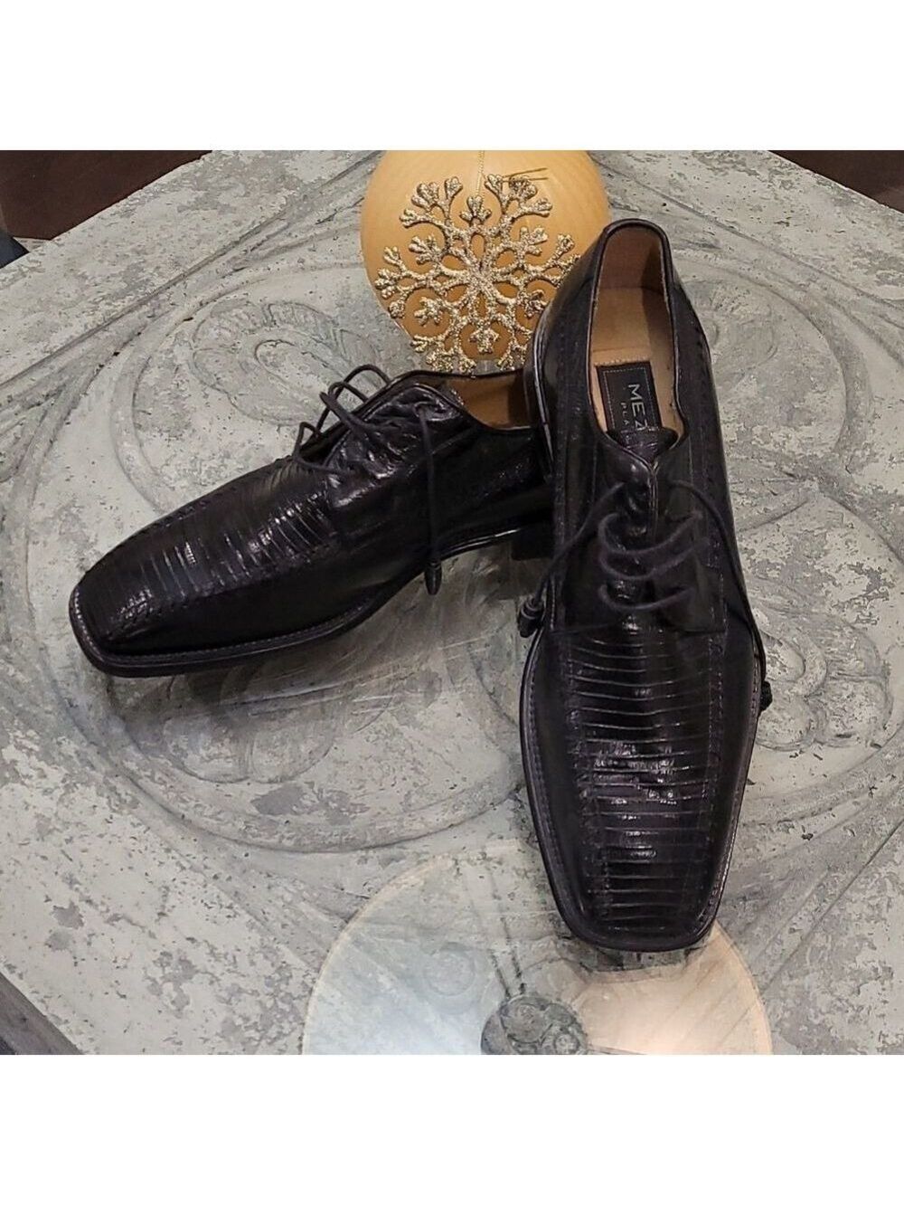 𝅺mezlan Platinum Handmade 🦎 Lizard Leather Lace Up Oxford Shoes